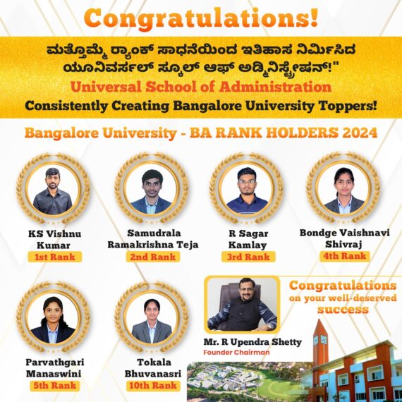 🏆 Universal’s Winning Streak Continues: Celebrating Our 2024 Bangalore University Rank Holders!