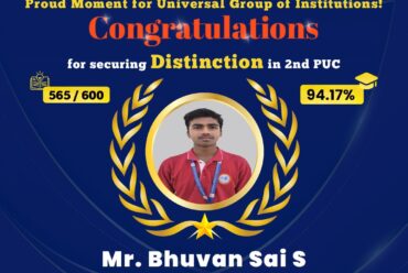 🌠 From Kolar to the Top: Bhuvan Sai S Scores 565/600 in II PUC with Universal PU College’s Mentorship