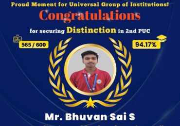 🌠 From Kolar to the Top: Bhuvan Sai S Scores 565/600 in II PUC with Universal PU College’s Mentorship