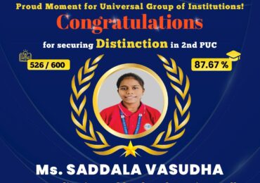 🌟 Dream Big, Achieve Bigger: Saddala Vasudha’s Success Story at Universal Pre-University College!