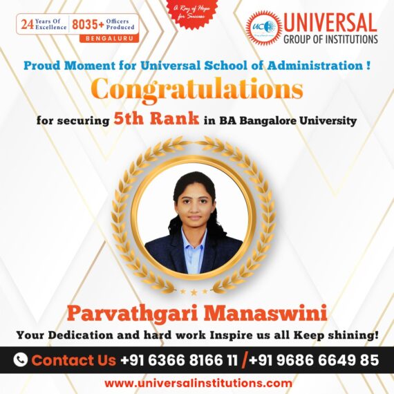 🎓 A Journey from Telangana to Top 5: Manaswini’s Success Story at Universal School of Administration